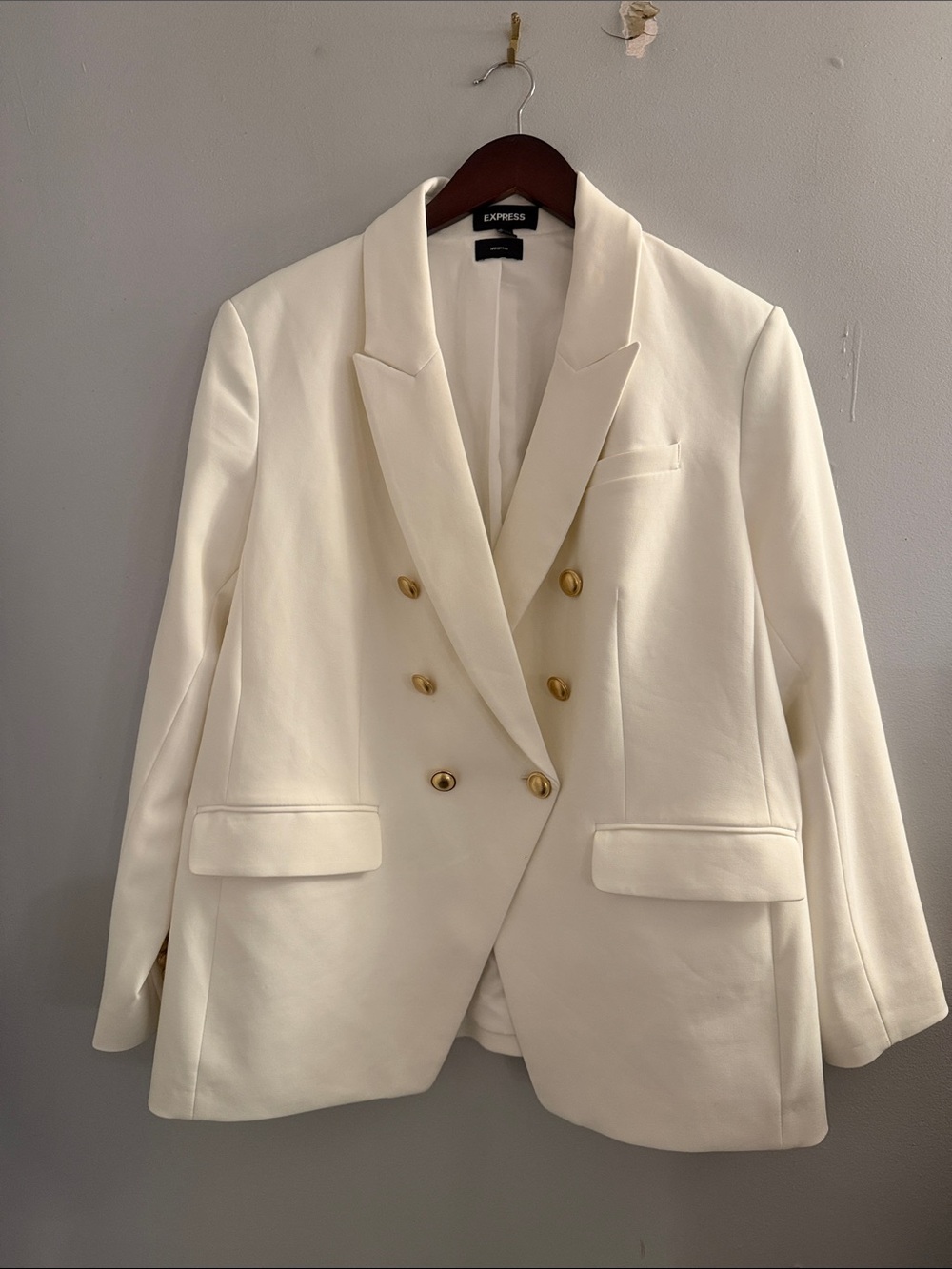 EXPRESS white blazer with gold buttons